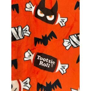 Tootsie Roll Halloween Plush Throw Blanket 60"x70 Orange Candy Bats Spiders Soft